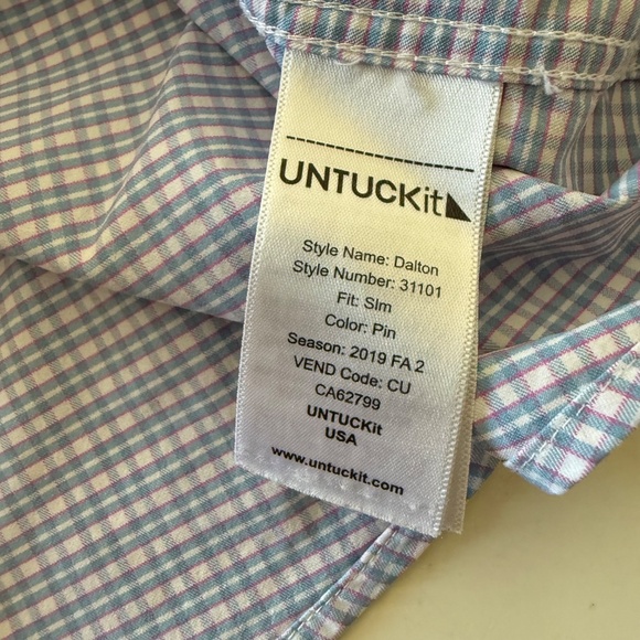 UNTUCKit Dalton Slim Fit Nylon Stretch Cotton Candy Plaid Button Up Shirt LARGE - Picture 8 of 8